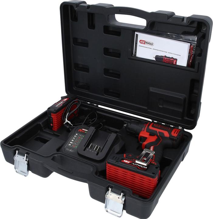 Actual product image KS Tools eMONSTER brushless cordless drill and screwdriver set, 4 pcs| 18 volt, 2 batteries and charger (Rechargeable battery operated)