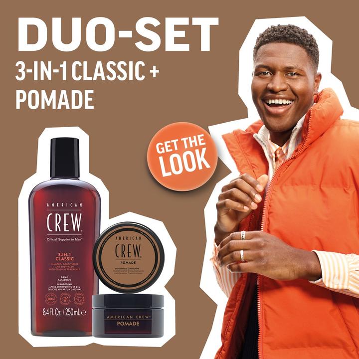 Produktbild American Crew Holiday Duo Set: 3-in-1 Classic Shampoo, Conditioner & Body Wash 250ml + Pomade 50g (Haarpflege set)