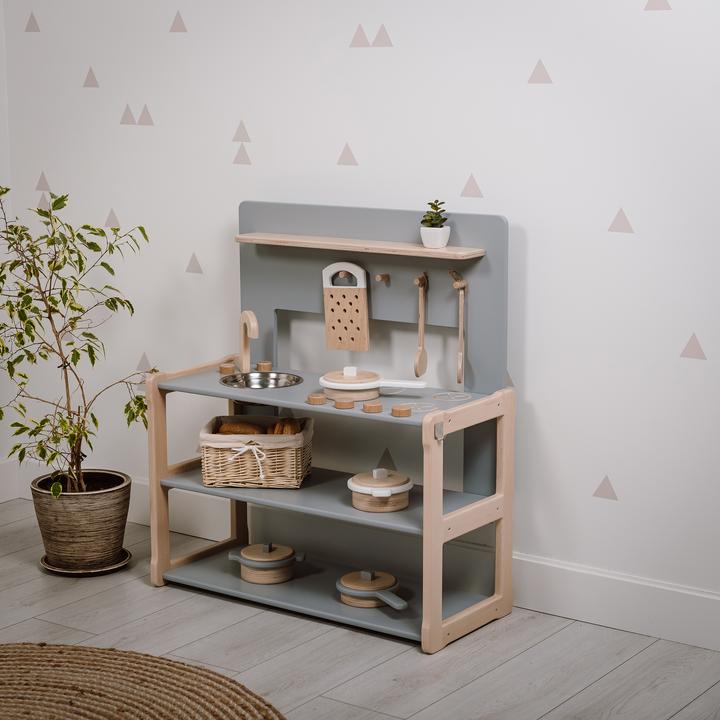 Actual product image Montessori Children's kitchen made of wood - multifunctional - grey ® children's furniture