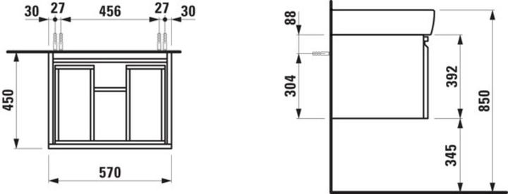 Produktbild Laufen Pro A Waschtischunterschrank, zu Waschtisch H818953, 1 Schublade, 570x450x390mm, H483041095 (570 x 450 x 390 mm)