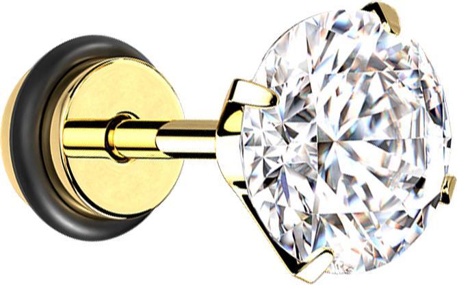 Produktbild Star Piercing Fake Plug vergoldet Kristall silber mit O-Ring (ohne Messing, Chirurgenstahl 316L)
