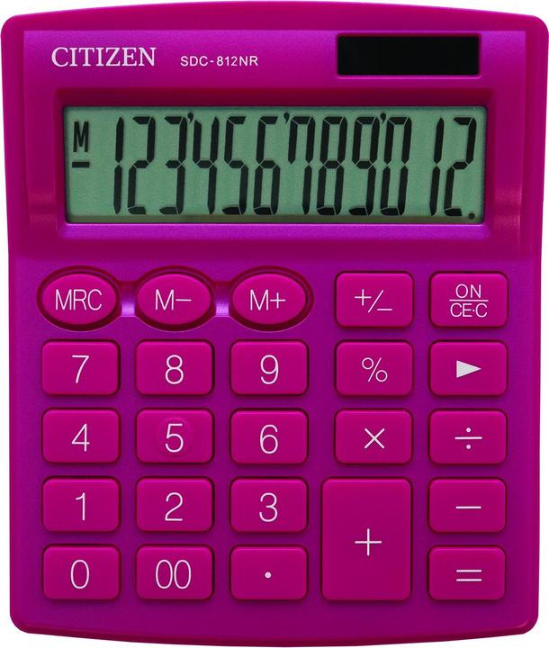 Image du produit Citizen calculator calculator SDC812NRPKE, pink, desktop, 12 seats, dual power supply (Piles)