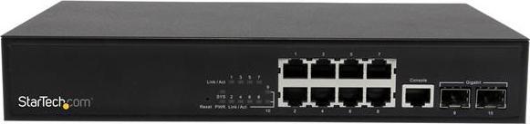 Actual product image StarTech 10 Port L2 Managed Gigabit Ethernet Switch with 2 Open SFP Slots - Rack Mountable Network S... (8 Ports)