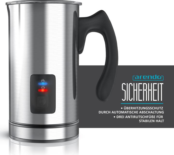 Immagine prodotto Arendo Montalatte, 500 W, montalatte automatico in acciaio inox - MILKSKY Silver (24 cl)