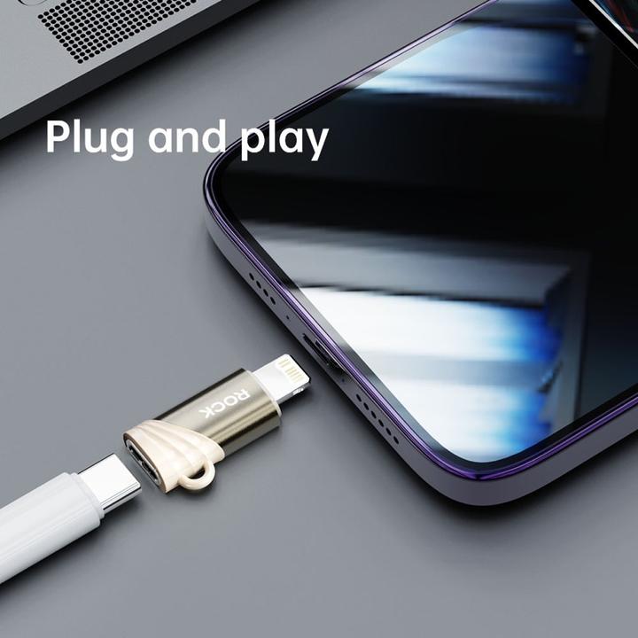 Actual product image Rock - RCL0021 Adapter USB Typ-C Female zu Lightning Adapter männlich, Gold (USB Type C, Lightning)
