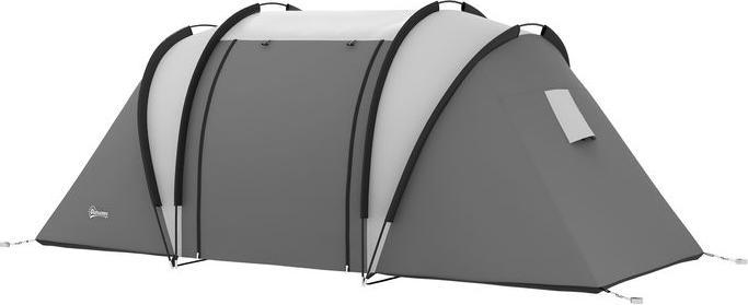 Swisshandel24 Campingzelt für 4-5 Personen leicht wasserabweisend Familienzelt mit 3 Zimmer, grau (Tunnelzelt, 4 Personen)