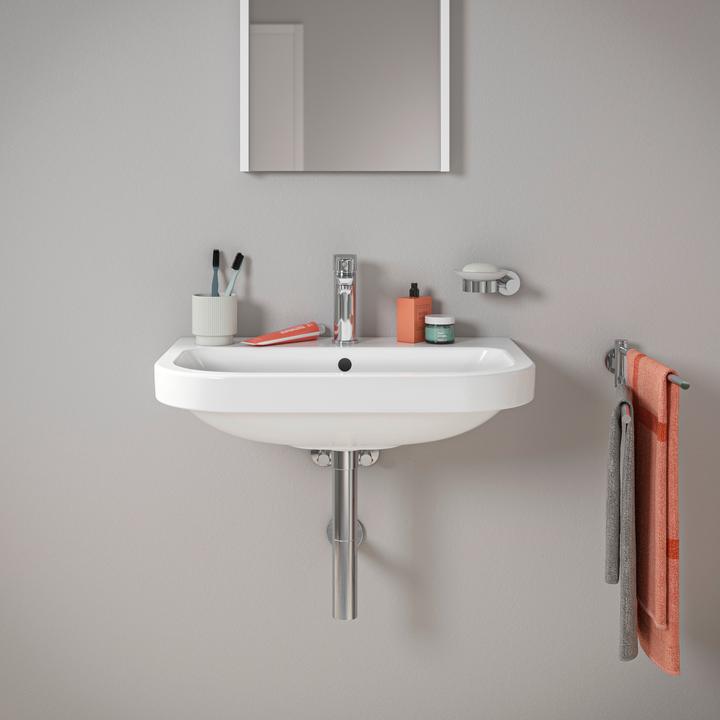 Produktbild Duravit D-Code Waschtisch, mit Hahnloch, mit Überlauf, 650x460x165mm, Weiss Hochglanz (460 mm, 650 mm)