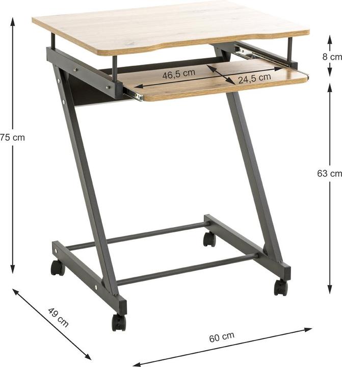 Produktbild HAKU Möbel Computertisch auf Rollen (60 x 49 x 75 cm)