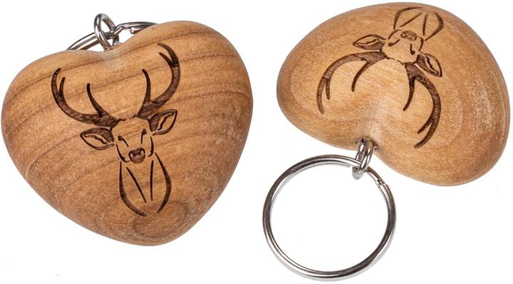 Produktbild La Mia! Holz Herz Schlüsselanhänger aus Kirsche geölt - Hirsch