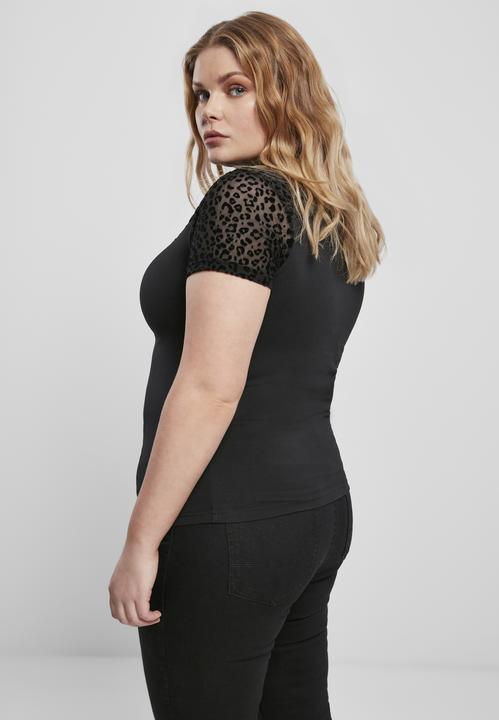 Actual product image Urban Classics Ladies Flock Lace Turtleneck Tee (S)