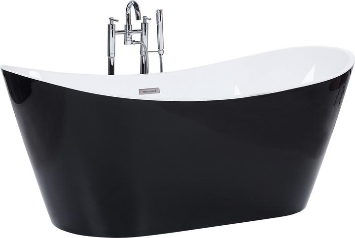 Produktbild Beliani Badewanne freistehend schwarz oval 150 x 75 cm ANTIGUA (180 l, 75 cm, 150 cm)