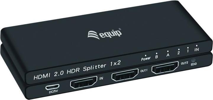 Produktbild equip HDMI Splitter 2.0 2 Port Ultra Slim 4K/60Hz schwarz