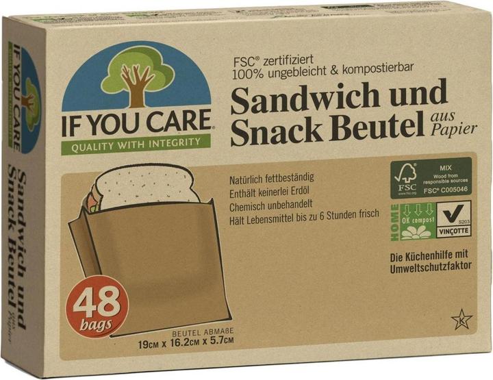 Immagine prodotto If You Care Sacchetti per panini e snack (48 x)