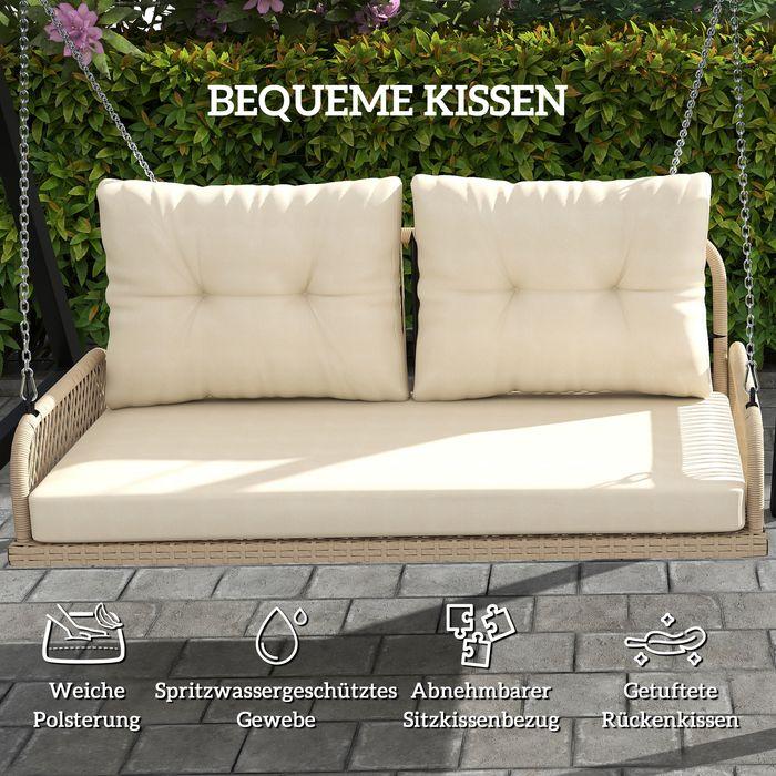 Immagine prodotto Swisshandel24 2-Sitzer Hollywoodschaukel Rattan, bis 240 kg, 115x66x44 cm Beige