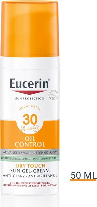 Actual product image Eucerin SUN Face Oil Control Gel-Cream SPF 30 (Sun cream face, SPF 30, 50 ml, 100 g)