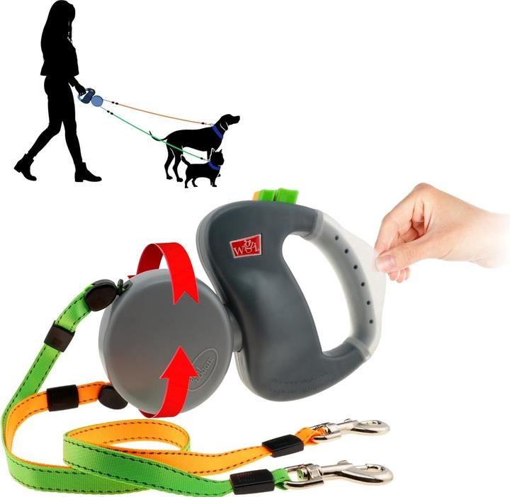 Image du produit Wigzi Dual Doggie 3.0 - Rollleine für zwei Hunde (Chien, Sport canin)