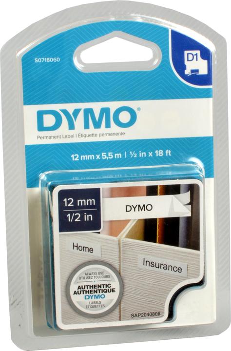 Image du produit Dymo S0718060 Sangle permanente en polyester (1.20 cm, Noir, Blanc)
