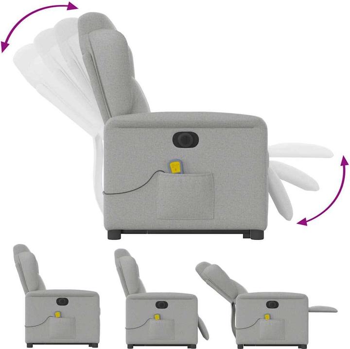 Actual product image VidaXL Massage chair with stand-up aid electric cloud grey fabric