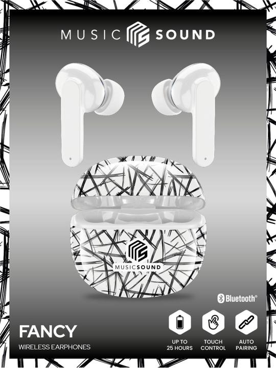 Immagine prodotto Cellularline Musica & Suono Auricolari Bluetooth Linee Fantasia Bianco (5 h, Senza fili)