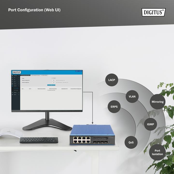 Produktbild Digitus Gigabit Ethernet Layer 2 Switch, 24-Port, 2x RJ45/SFP-Combo + 2 x SFP Uplink-Ports (28 Ports)