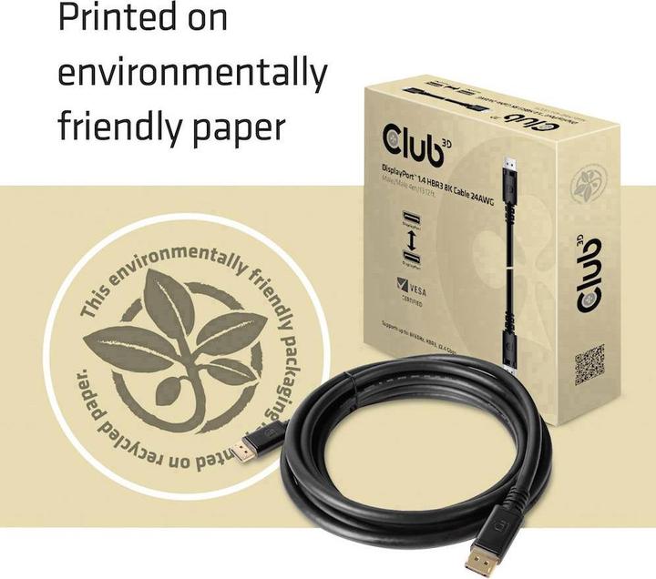 Actual product image Club 3D DisplayPort 1.4 HBR3 8K Cable M/M /13.12ft (4 m, DisplayPort)