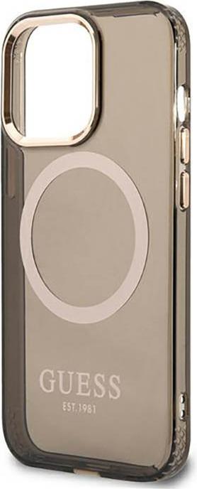Actual product image Guess GUHMP13XHTCMK iPhone 13 Pro Max 6.7" czarny/black hard case Gold Outline Translucent MagSafe (Apple iPhone 13 Pro Max)