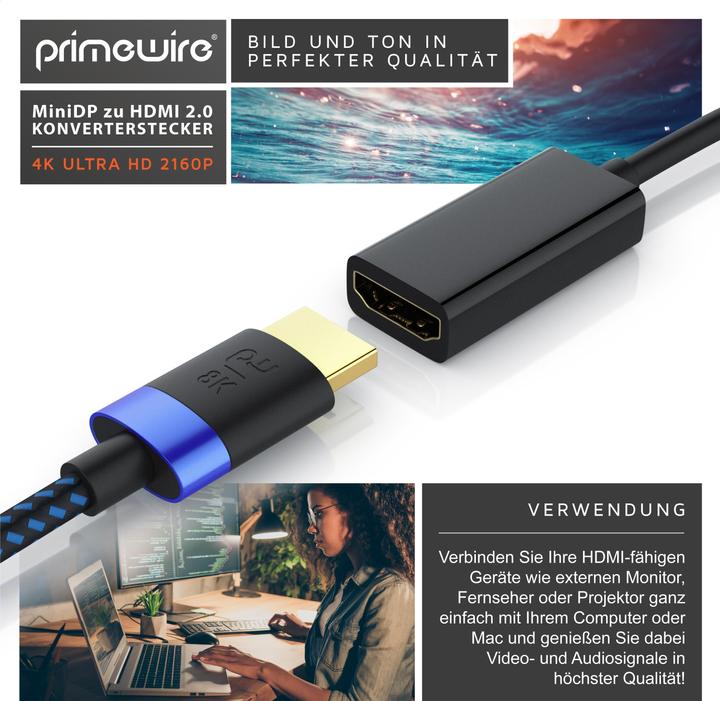 Actual product image Primewire Mini Display Port – HDMI (0.10 m, DisplayPort, HDMI)