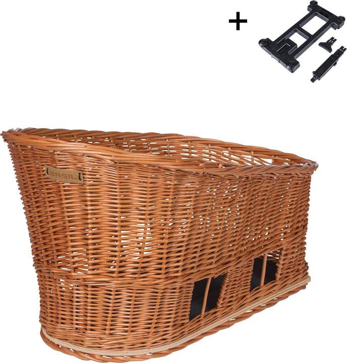 Basil PASJA MIK 2.0, hondenfietsmand L, rieten mand, met kussen en adapterplaat MIK 2.0, 50cm, 38L (38 l)