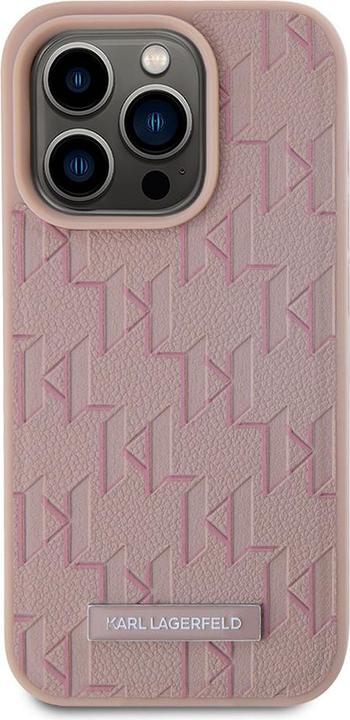 Actual product image Karl Lagerfeld KLHMP15XPKHPORPP iPhone 15 Pro Max 6.7" hardcase różowy/pink Leather Monogram Metal L (Apple iPhone 15 Pro Max)