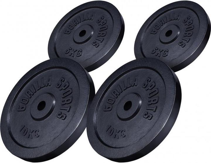 Gorilla Sports Jeu de plaques de poids (2 x 5 kg, 2 x 10 kg)