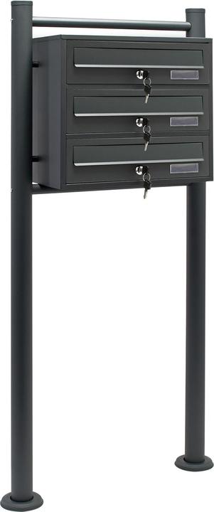 Actual product image Wiltec 3 letterbox system anthracite 512x270x1150mm letterbox Post