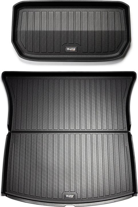 2befair Premium Gummimatten Set Kofferraum (hinten und vorne) für das Tesla Model Y (1 Set à 2 Fussmatten)
