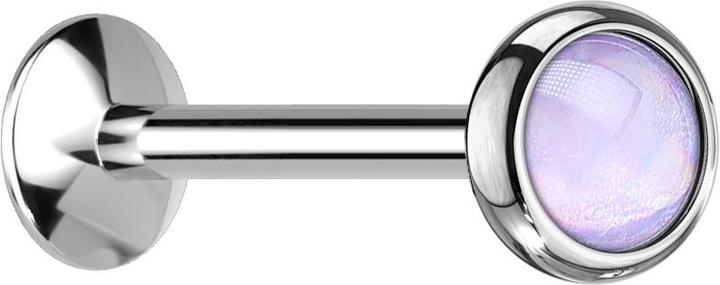 Star Piercing Micro UFO Labret Innengewinde silber mit Epoxidstein violett (ohne Messing, Chirurgenstahl 316L)