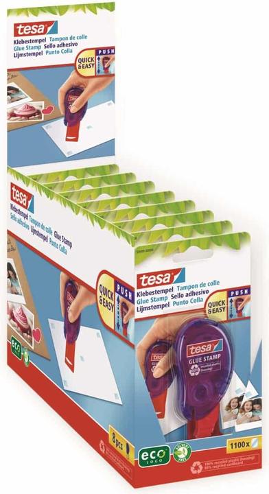 Actual product image tesa Adhesive stamp ecoLogo, double-sided adhesive pads for quick gluing of paper, cardboard & photos