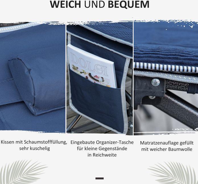Actual product image Swisshandel24 Campingbett klappbar Feldbett mit Kopfkissen, 188x64.5x53cm, dunkelblau