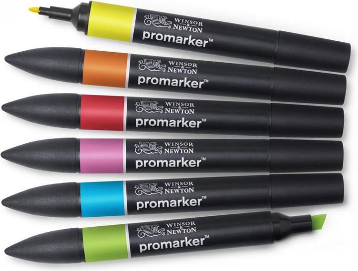 Image du produit Winsor & Newton 0290110 ProMarker, Marqueur de mise en page professionnel - 2 pointes, fine et large pour Zeic (Noir, 2 mm, 6 x)