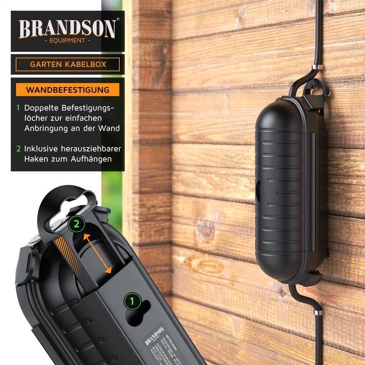 Produktbild Bearware 2x Kabelbox outdoor schwarz 210 x 85mm, IP44 Garten Schutzbox wetterbeständig für Verlängerungskabel