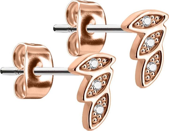 Image du produit Star Piercing Clou d'oreille trois plumes rose doré avec cristal argenté (Acier chirurgical 316L, Laiton)