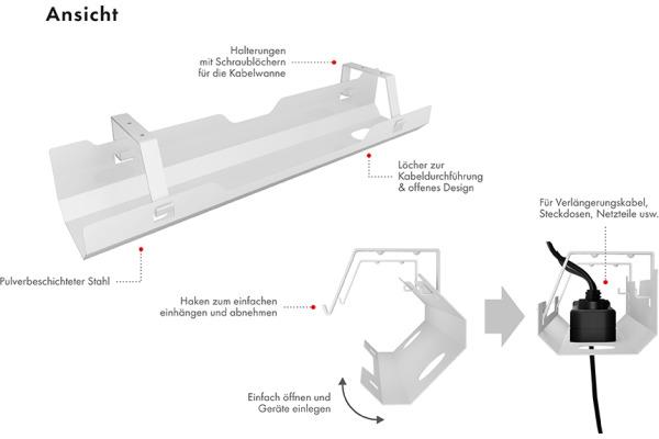Produktbild Icy Box Kabelmanagementwanne (Kabeldurchlass, 61 cm)