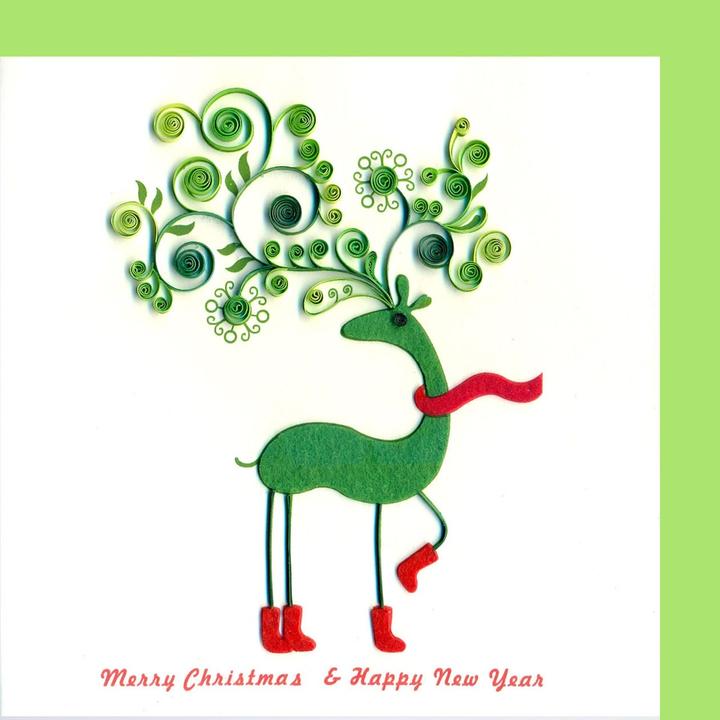 Immagine prodotto Hervorragend Paper Quilling Karte Rentier modern Merry Christmas and happy new Year (1 pz.)