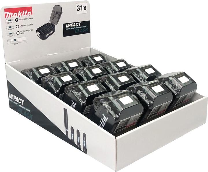 Produktbild Makita E-03090 Display 12x Impact Black Bit-Set 31 Teile