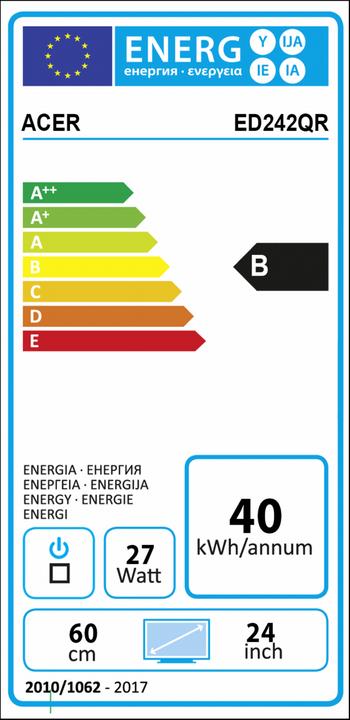 Energie-Label Acer ED242QRwi (1920 x 1080 Pixel, 24")