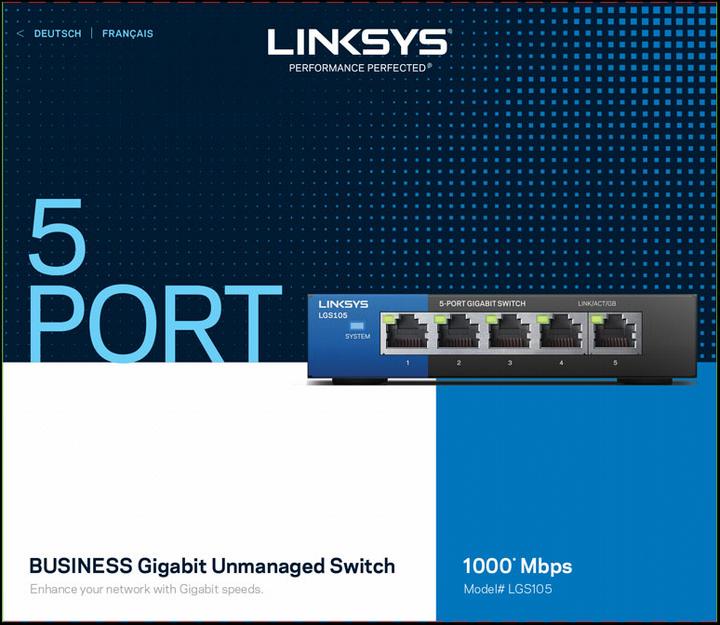 Actual product image Linksys Unmanaged Gigabit Switch 5-Port (5 Ports)