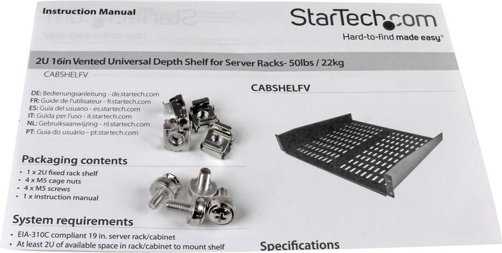 Image du produit StarTech 2u 16 étagère Pour Montage En Rack