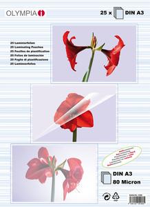 Olympia 1x25 feuilles de plastification DIN A3 80 micron (A3, 25 pièce(s), 80 µm)