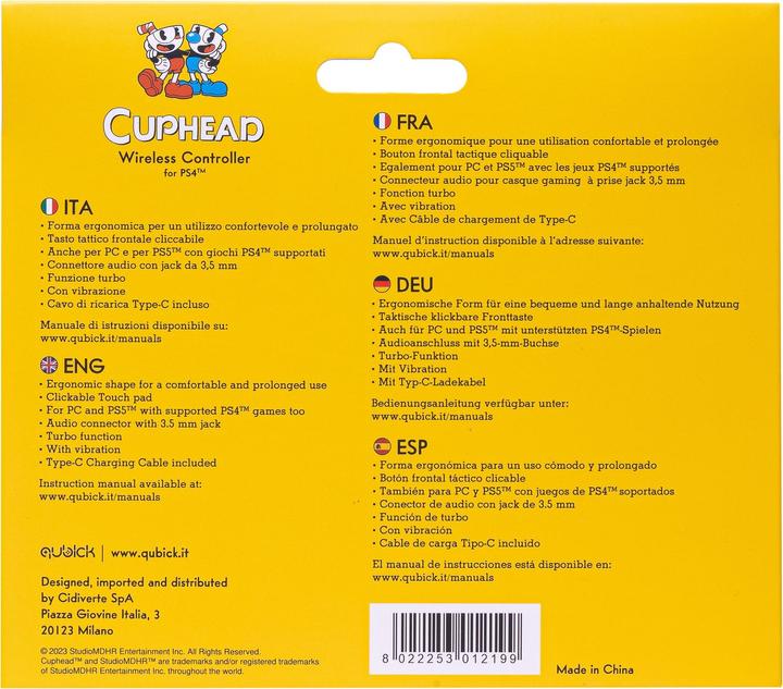 Image du produit GED Wireless Controller Cuphead (PS5, PC, PS4)