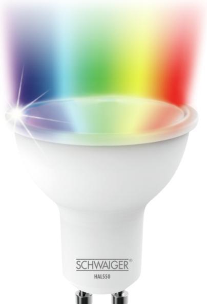 Produktbild Schwaiger A+, RGBW, 350 lm, 6 kWh, 1800 - 6500 K, ZigBee v3.0, GU10 (GU10, 6 W, 350 lm, 1 x, G)