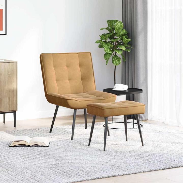 Produktbild VidaXL Relaxsessel mit Hocker Braun Samt Sessel Sessel mit Hocker