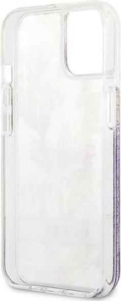 Produktbild Guess GUHCP13SLFLSU iPhone 13 Mini 5.4-inch Thin / Purple Hard Case with Flower Liquid Glitter (Apple iPhone 13 mini)