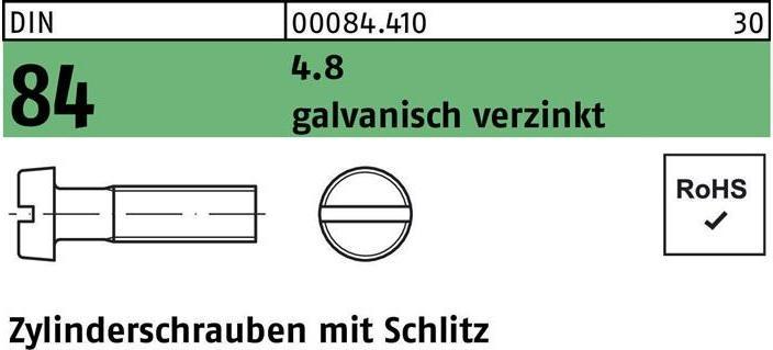 Actual product image Reyher Cheese head screw DIN 84/ISO 1207 slotted M 2.5 x 12 4.8 galvanised (2000 Screws per piece)